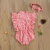 Jumpsuits Summer Sweet Baby Ubrania Born Girls Rompers Floral Print Ruffle Tleve Button 2PCS strój 018M6055266