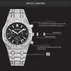 Cagarny Full Diamond Mens Watches Hip Hop Iced Out Men'sQuartzWrist Watch Silver Bling Waterproof Male Clock Chronograph RE240N