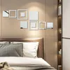 Wall Stickers Acrylic Mirror Geometric Square Creative Living Room Bedroom Vanity Decoration