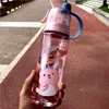 500pcs Summer Spray Nozzle Kid Water Bottle 600ml Plastic PP Material Children Handy Cup Outdoor Sports