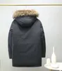 3 colori uomo piumino parka con collo di pelliccia di procione lungo stile ykk cerniera manica a costine anatra bianca cappotti da neve maschili tasca della giacca TF