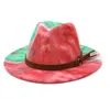 Tie dye Jazz Cap Women Men Wide Brim Hats Formal Man Panama Hat Woman Felt Fedora Caps mens Trilby Lovers Fashion Accessories 5 colors