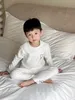 Осенние детские пижамы дети мальчики с длинным урезанным рубашками с пастовками спальных комплектов детские девочки хлопчатобумажные мягкие ножки одежды