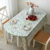 Modern Printed Flowers Oval Dining Tablecloth Cotton Linen Coffee Tea Table Cloth Cover With Lace For Home Outdoor Decoration 2106251r