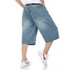 Schinteon Summer Plus Size Wide Leg Beans Shorts Skate Masculino Skate Swag Baggy Homens Denim Calças 42 44 210716