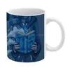 Canecas Livros Mágica Azul Branco Caneca Café Chá Chá Natal Cerâmica 330ml para Reading Book Wizard