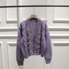 Женские повседневные свитер и кардиганы открытые стежка цветочные вышивка уличная одежда Chic Tops Purple Sweet Knit Poncho 210430