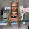 180% Densité Wavy Ash Blonde Perruque de Cheveux Humains Brésiliens Transparent Lace Fronts PrePlucked Hairline 13x4 Lacets Front Perruques Remy 13x6lace frontal blanchi full lacewig