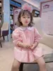 Bebê Smocked Vestidos para Meninas Manga Longa Crianças Rosa Smock Bordado Vestido Peter Pan Colar Crianças Vintage Vintage Roupas Espanhol 210615