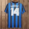 1998 1998 Baggio Recoba Zamorano Mens 레트로 축구 유니폼 02 03 Sneijder Milito J. Zanetti 04 05 홈 어웨이 클래식 풋볼 셔츠 유니폼
