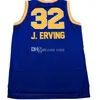 Nikivip Roosevelt High School Julius Dr. J Erving #32 Blue Retro Basketball Jersey Heren genaaid aangepaste nummernaam Jerseys