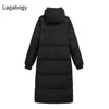 Lagabogy Winter Coat Women 90% White Duck Down Jacket Plus Size 3XL Long Parkas Female Thicken Warm Hooded Snow Outwear 211130