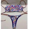 QINJOYER Women Eye Print Bikini Brazilian Swimwear Thong Swimsuit 2 Pieces Bathing Suits 210712