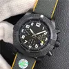 Taille de montre de classe GF de 45 mm équipée de 7750 Mouvement de code de synchronisation Polycarbonate et composite en fibre de carbone Miroir en cristal saphir Système étanche