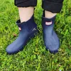 Kurze Chelsea Boots Gummistiefel Schwarz Matt Britische Stiefel Damen 211027