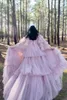 Katmanlı Ruffles Tül Kadın Pijama Uzun Kollu Annelik Seksi Kimono Hamile Parti Kadın Bathrobe Sheer Nightgown Robe Shawel