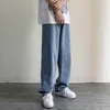 Jeans à jambes larges pour hommes, Baggy décontracté, noir, bleu, blanc, Streetwear, ample, Hip-hop, pantalon droit en Denim, M-198N