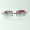 Exquisitas gafas de sol clásicas XL con diamantes 3524027, patillas de madera de color rojo natural, tamaño: 18-135 mm