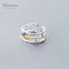 925 Sterling Argent Or Couleur Étoile Lune Bague Empilable pour Femmes Mode Double Cercle Fine Bijoux Cadeau 210707