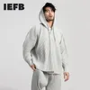 IEFB Japonês Streetwear Moda Homens Pleated Hoodies Luz Respirável Sunscreen Roupas Perfil Manga Comprida Causal Caudal 210818