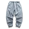 Mode Streetwear Men Jeans Loose Fit Retro Blå Casual Bomull Denim Cargo Pants Spliced ​​Designer Hip Hop Joggers Byxor