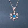 Pendant Necklaces Cute Crystal Snowflake Necklace Charm Female White Blue Opal Rose Gold Silver Color Wedding For Women