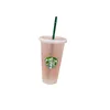 Starbucks kupa 24oz/710ml çevre melek tanrıça plastik bardaklar geri dönüştürülebilir taşınabilir ısıya dayanıklı içme saman tek içecek cam beyaz küçük cam beyaz