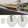 Senlesen Kitchen Sink Faucet Pull Out Sprayer Nozzle Black Gold Faucet Deck Mount and Cold Water Single Hanlde Kitchen Sink 210724