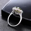 Klusterringar 925 Sterling Silver Ring Blomma med Peridot Stones Shining Luxury Bröllopsengagemang för Kvinnor Smycken