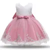 Princess Kids Girl Flower Embroidery Dresses Baby Girls Christening Gown Formal Dress Festival Toddler 1st Birthday Party Outfit G1129