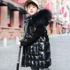 Inverno Snowsuit infantil impermeável brilhante longo casaco moda casaco morno casaco acolchoado windbreaker algodão criança roupa tz989 h0909