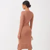 Winter Women Long Sleeve Bandage Dress Sexy Black Khaki Knee Length Club Celebrity Evening Runway Party 210423