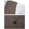 RIINR 3 Kolor męska Business Casual Slim Vests Fashion Plaid Pojedyncze przyciski Fit Male Suit dla Wiosny Jesień S-3XL 210923