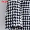 Tangada Women Fashion Plaid Winter Blazer Coat With Slash Long Sleeve Female Outerwear Chic Tops SY97 210609