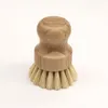 Round Wood Brush Handle Pot Dish Household Sisal Palm Bamboo Kitchen Chores Rub Cleaning Brushes Kitchen FY5090 EE