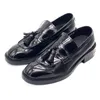 Taasel Fringe Work Handmade Black Cow Leather Mens Formal Business Oxfords Male Wedding Dress Shoes