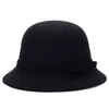 2015 Vogue damer kvinnor tjejer vintage ullfilt bowler derby fedora trilby bowknot fedoras hatt keps för kvinna y1118