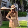 여성 낭만적 인 얇은 명주 그려 여름 드레스 섹시한 백슬리지 짧은 소매 메쉬 도트 벨트 210520 귀여운 중반 vestidos