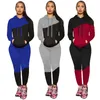 Nuove tute da jogging in cotone Tute da donna Autunno inverno Abiti a maniche lunghe felpa con cappuccio + pantaloni della tuta Set da due pezzi Taglie forti Tute nere casual 5929