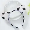 Kid girls cartoon hair band hoops velvet plush leopard tiger cow cat giraffe animal ear headbands christmas cosplay party props G118HE2Y