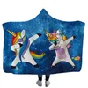 Unicorn Blanket Kids Adult GGA2200 Warm Sherpa Hooded Wrap Winter Cartoon Blankets Fleece Unicorns Towel Outdoor Travel Cloak Ho Aggs 731 R2