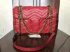 Marmont Borse piatte Borsa a tracolla con catena Look classico Borsa a tracolla versatile Borsa da donna nera Borsa da donna di lusso in vera pelle Rosso Whi225N