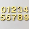 آخر باب الأجهزة 1PCS 0-9 الحديثة رقم المنازل ملصقات 3d شقة البلاستيك الذهبي اسم البرونزية لوحة