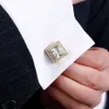 Gemelli da camicia in oro con zirconi quadrati in cristallo pieno di diamanti Gemelli per camicia da uomo Gemelli da uomo di moda di marca Gemelli da sposo con bottone