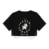 Kvinnors T-shirt StreetWear Women Punk 2022 Mode Koreansk stil Kawaii Cartoon Print Crop Top Summer Kvinna Kpop Harajuku