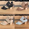 2021 Projektant Designer Sandal Letnie Wysokie Sandały Heel Black Blue Party Slajdy Z Kryształami Plaża Outdoor Casual Buty Duży rozmiar W79