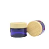 20G 30G 50G Blue Clear Glass Bottle Cosmetic Packaging Container Eye Cream Jars False Wood Plastic Screw Cap Refillable Bottle