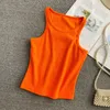 Knitted Tank Top Summer Solid Simple O-Neck Sleeveless Skinny Stretch Crop Sexy Workout Sportswear Vest Tee s 210603