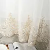 Luxury Embroidered Tulle Curtain for Living Room Floral Bottom Embroidery Elegant Romantic Bay Window Drapes zh059C 210712