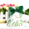 Opakowanie prezentów 5/50PCS Zielone liście papierowe cukierki Dragee Pudełko czekoladowe przyjęcie przyjęcia i pudełka Dżungla Hawajska dekoracja ślubna